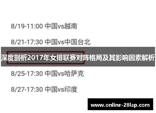 深度剖析2017年女排联赛对阵格局及其影响因素解析